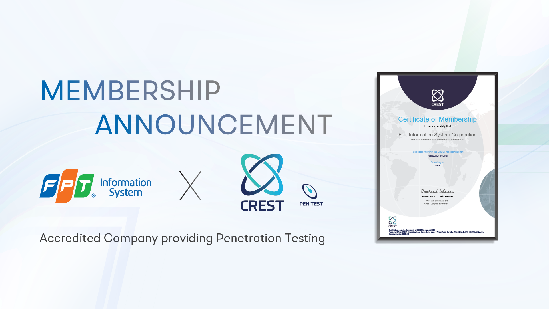 FPT IS – Member of CREST as accredited company providing Penetration Testing – 2024