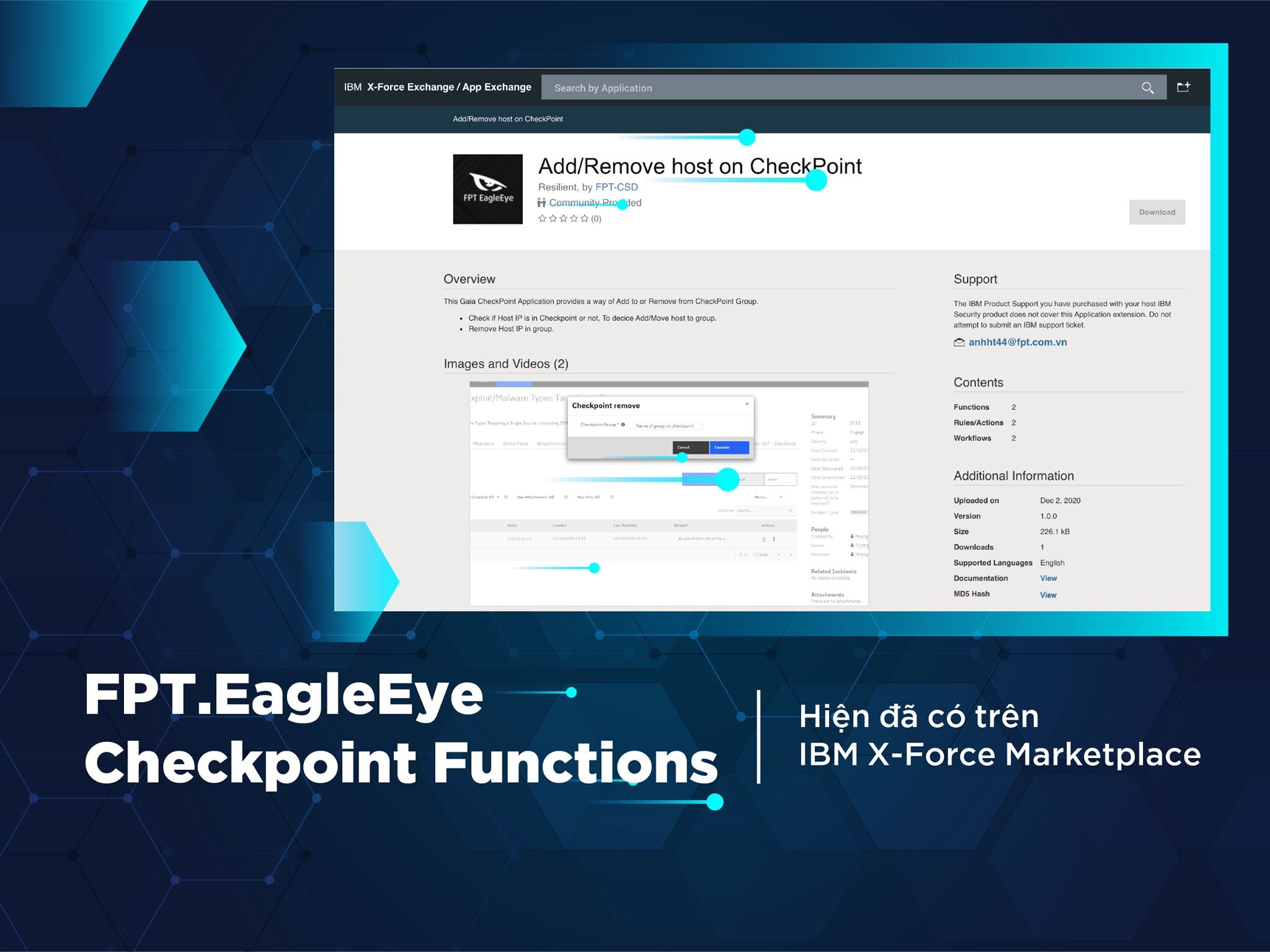 FPT.EagleEye Checkpoint Functions là Sản phẩm bảo mật đầu tiên của Việt Nam được đăng tải trên IBM X-Force Marketplace