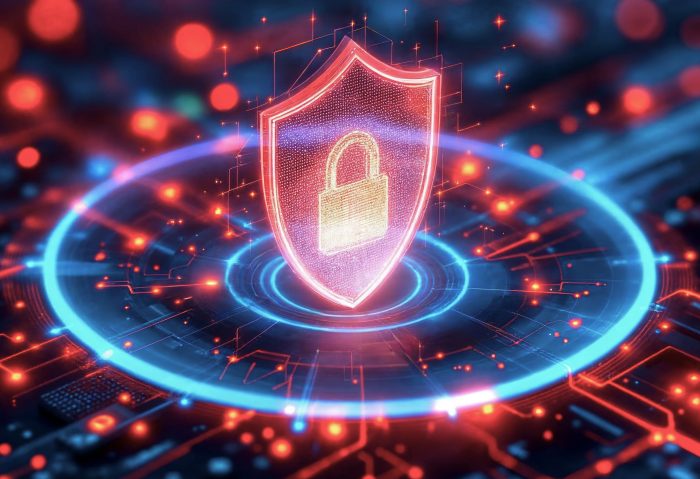 Cybersecurity Concept Shield With Lock Futuristic Neon Design 1782376170