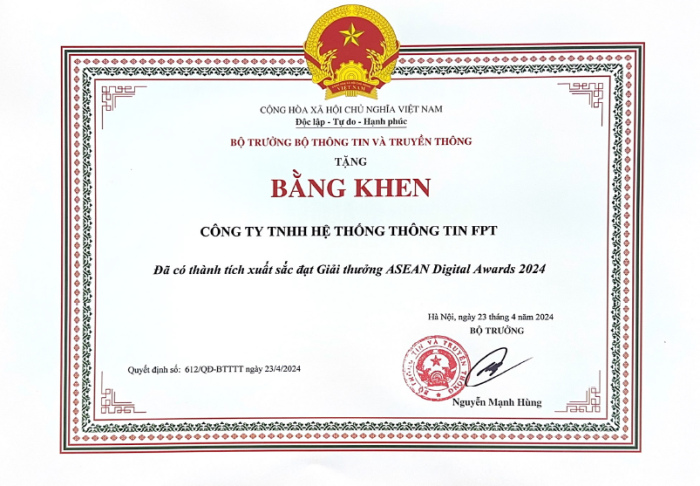 Bằng Khen Ada Bộ Tt&tt 1720001297