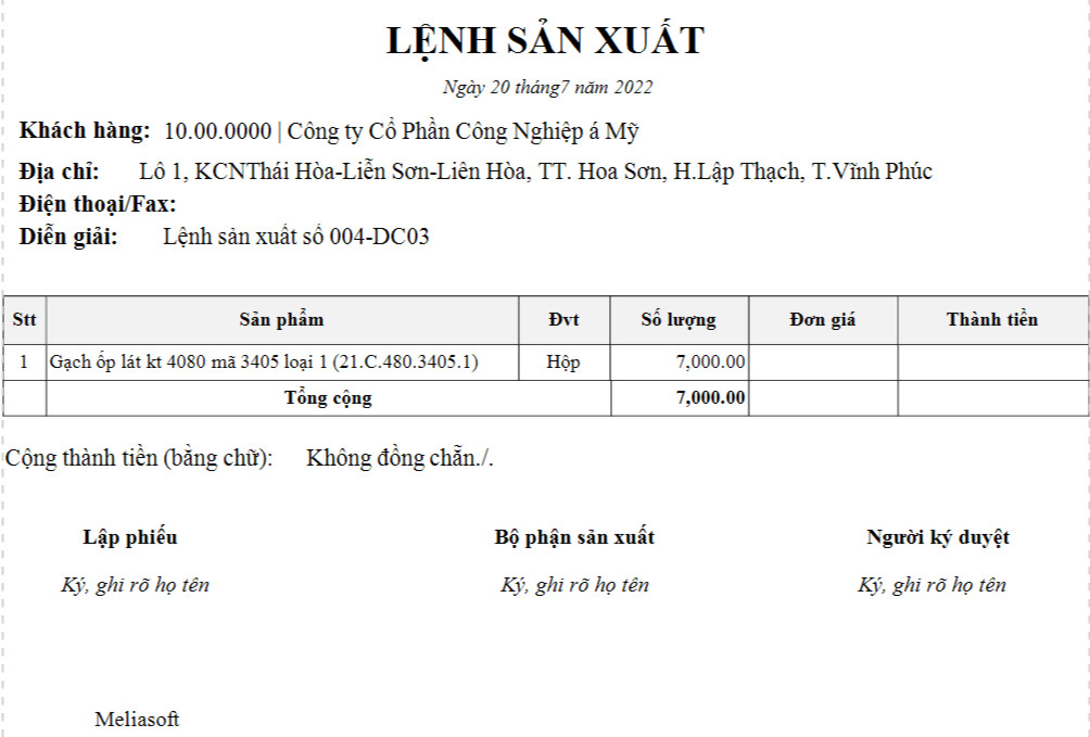 Lệnh sản xuất sẽ được tạo thành từ các yêu cầu sản xuất